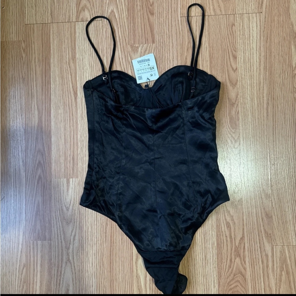 Zara Black Satin Bodysuit